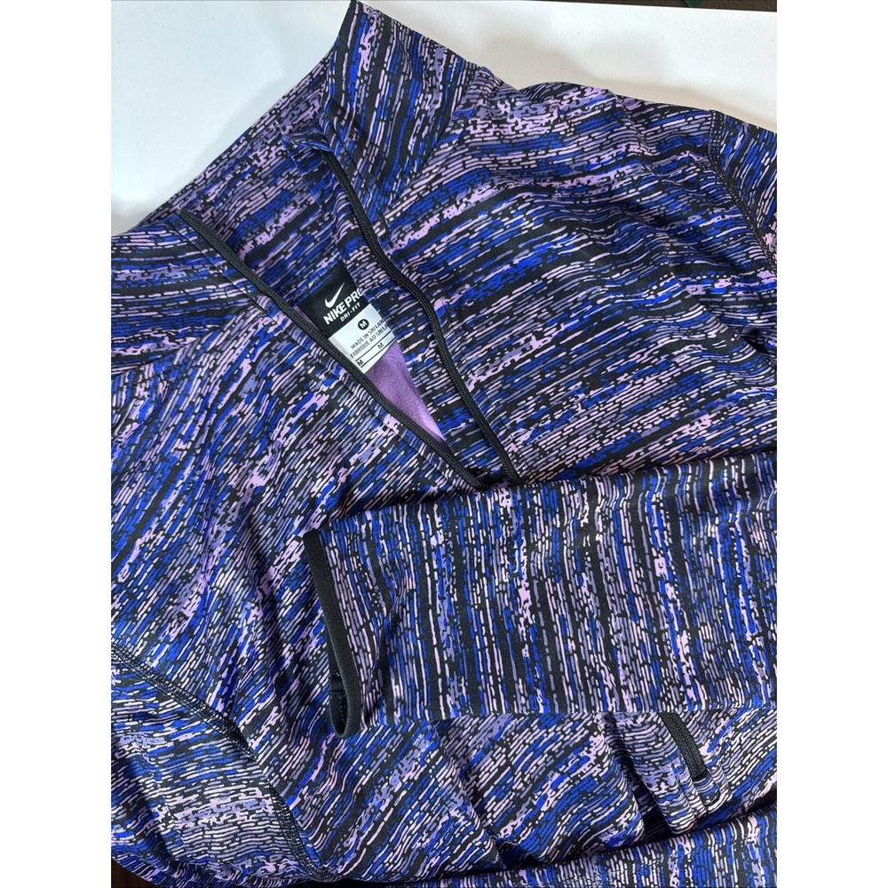 Nike Pro Blue Purple Dri-Fit Half-Zip Thumbholes Pullover Women's‎ M - Picture 4 of 12